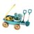 PETSOLA 7 Pieces Pretend Play Wagon Kids Toy Pull Cart Outdoor Sand Tool Wagon PP Material Spacious Design Suitable for Exploration Beach Home Storage, Blue