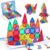 Pexykal Magnetic Tiles Mini Travel Set with Case – Portable Magnetic Blocks Building for On-the-Go Play, Montessori STEAM Educational Sensory Toddler Toys for Boys Girls Ages 3+