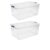 PHXYUADLB 105 Quart Extra-Large Storage Bin With Latching Lid, Clear Plastic Stackable Container With Secure Latches & Comfort Grip, Blue Accents(2Pack)