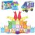 PicassoTiles 100PC Full Size & Travel Magnetic Tile Playset with Toy Bag