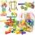 PicassoTiles 76PC STEM Pipe Building Interlocking Tube Construction Toy with Wheels and Storage Backpack Creative Educational Brain Development Learning Blocks for Kids Ages 3+ Boys and Girls PTT138