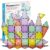 PicassoTiles Magnetic Tiles Blocks Magnet Tile Magnets Building Blocks Construction Toy Set with Reflective Leaf Flakes Magnetic Building Tiles Toys STEM Learning Kit Stacking Block Playset PTJ48