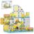 PicassoTiles Magnet Tiles Magnetic Building Blocks with 8 Construction Vehicles Crank Truck Excavator Bulldozer Road Roller Concrete Mixer Tractor Dump Truck Forklift Toys Learning Kids Ages 3+ PTQ11
