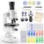 Piece Kids Microscope Kit – 100X-1200X Magnification, Metal Body, LED Light