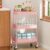 Pink 3-Tier Metal Rolling Utility Storage Cart, Heavy Duty Mesh Organizer with Lockable 360° Swivel Wheels for Kitchen Bathroom Office Garage