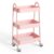Pink 3‑Tier Metal Rolling Utility Cart, Mobile Storage Organizer with Lockable Caster Wheels, Multi‑Purpose Rolling Rack for Kitchen, Bathroom, Living Room, Office and Tight Narrow Spaces