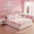 Pink Lips Bed Sheet Set Princess Pink Bowknot Romantic Floral Sheet Sets Deep Pocket(No Flat Sheet),Watercolor Bow Valentine Roses Flowers Mattress Cover,Twin with 1 Pillowcase