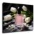 Pink Striped Square Perfume Bottle White Tulip Black Silk Canvas Wall Art Luxury Cosmetic Floral Bathroom Bedroom Decor Canvas Material (20x27Inch Unframe)