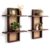Pinkunn Rattan Wall Shelf Set of 2 Boho Floating Shelves Dark Walnut Wood Wicker Hanging Shelf Handmade Rustic Display Holder for Plants Living Room Bathroom Bedroom Entryway 15.7 x 7 Inch