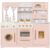 Pink Wooden Play Kitchen with Light & Sound, Toy Sink and Water Dispenser with Real Water, Girls Large Kitchen Playset with Washing Machine,Premium Gifts for 3+Years Kids