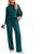 PINSPARK Travel Outfits for Women High Waisted Two Piece Sets Going Out Stretch Loungewear Sets Mock Neck 2026 Winter Vacation Outfits, Deep Teal Petite M