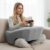 PITCTCHIC Reading Pillow with Armrests, Large Gaming Pillow for Adult, Memory Foam Desk Pillow with Cup Holder & Side Pockets, Laptop Lap Desk for Working, Gaming, Reading on Couch Bed Floor (Grey)