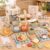 Pithfor 2-in-1 Wooden Coffee Shop & Kitchen Play Set for Kids, Play Food & Accessories, Play Kitchen Toy Gift for Boys Girls Ages 3+