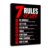 PJQART Inspirational Quote Poster Canvas Wall Art, 7 Rules of Life Red Black Typography Print for Home Office Dorm or Classroom, Framed Single Panel Motivational Wall Decor, 24×18 Inch