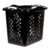 Plastic Laundry Basket with Silver Handles, 2 Bushel, Black, for Adults
