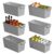 Plastic Storage Bins 6 Pack, Open Top Baskets, 11″x5″ Pantry Basket (Gray)