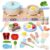 Play Kitchen Accessories, Wooden Play Cooking Set, Pretend Play Kitchen Set for Kids, Including Stove, Cookware Pots and Pans, Cooking Utensils Playset, ​Cutting Food Playset for Girls Boys Toddler