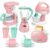 Play Kitchen Appliances Toy Set with Coffee Maker Machine, Mixer, Toaster, Blender, Kids Kitchen Playset, Play Kitchen Accessories with Sound & Light, Birthday Gifts for Kid Girls Ages 3-5 4-8