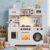 Play Kitchen for Kids, Wooden Kids Play Kitchen Playset Chef Pretend Play Set for Toddlers with Real Lights & Sounds, Toys Kitchen Toy Food & Cookware Accessories