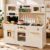 Play Kitchen for Kids, Wooden Pretend Toy Kitchen Set with Appliances & Smart Storage, Kids Kitchen Playset with 49 Toy Food & Cookware Accessories for Toddlers, Stove, Play Sink, Gift for Ages 3+
