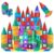 Playmags Magnetic Tiles for Kids 150-Piece Set, STEM Educational Building Blocks Toys for Kids, Includes Click-in ABC Learning Tiles, Gift for Boys & Girls, Add on Magnetic Figures, Car Set Available