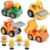PLAY Recyclable 4Pcs Construction Truck Toys with 4 Figures for Toddler