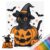 POETRYDRAW Full Stitch Embroidery Cross Stitch Kit 11CT Black Cat Pumpkin
