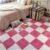 POJGVU 10 Pcs Square Interlocking Floor Mat, Plush Puzzle Foam Floor Mat, Fluffy Area Rug, Soft Rug for Living Room Bedroom,Rose Red+White