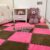 POJGVU 8 Interlocking Floor Mats, Plush Foam Play Mats, Soft Plush Puzzle Rug for Bedroom Floor,Dark Coffee+Rose Red