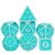 Poludie 7PCs DND Dice Set, Unique Window Lattice Pattern D&D Dice Set with Leather Dice Bag, Polyhedral Dice for RPG, Table Games (Cyan/White)