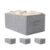 Pomodee 3 Pack Linen Storage Baskets with Handle,Large Foldable Closet Storage Bins for Shelves, Toys, Sheets, Clothes Organization,18″×11″×8″,Grey