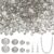 PONABEADIY 1 Box 800pcs 4 Styles Light Grey Electroplate Faceted Glass Beads Transparent Rondelle Clear Crystal Loose Spacer Beads Charm Bulk for Jewelry Making Necklaces Bracelets DIY Craft Supply