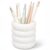 Poola Voidra Aesthetic Desk Organizer Boho Pen Holder Modern Pencil Holder Beige Plastic Makeup Brush Organizer for Office Desk Accessories Stylish Home Office Art Decor Supplies(Wavy)