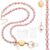 Poola Voidra Beaded Lanyard for ID Badges Pink Chinoiserie Floral Neck Lanyard with Retractable Badge Reel Key Beads Bow Charm Cute ID Card Holder Chains Gifts for Women Teachers Nurses Office Staff
