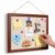 Poola Voidra Magnetic Linen Bulletin Board Wooden Frame Magnetic Board for Wall Farmhouse Hanging Metal Bulletin for Display Magnetical Letter Refrigerator Photo Number Note (14 x 10 Inch,Wood Color)