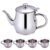 Portable 330ml Stainless Steel Long Spout Kids Tea Set with Filter Screen & 4 70ml Cups for Children Camping Home