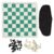 Portable Chess Checkers Set, Folding Roll Up Travel Board Game, PU Leather Chessboard with Zipper Storage Bag, Outdoor Indoor Games for Kids Adults Family