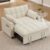 Portaforta Sleeper Sofa with Pull Out Couch Bed, 48.43″ Convertible Pull-Out Sofa Bed Chair, 3-in-1 Futon Couch with Reclining Backrest and Side Pockets for Living Room Bedroom Apartment, Beige