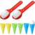 Potchen 8 Pack Plastic Ice Cream Cones Cups and Scoop Set, Beach Sand Toys for Kids, Summer Sandbox Ice Cream Mold Set for Sensory Table, Outdoor Play Backyard Seaside Activities (Vibrant Color)