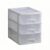predolo Desktop Drawer Organizer Stacked Design Office Supply Drawer Organizer Rectangular Shape Workspace Storage for Home Desk, 3-Layer White Frame With White Transparent Drawers