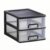 predolo Desktop Drawer Organizer Stacked Design Office Supply Drawer Organizer Rectangular Shape Workspace Storage for Home Desk, 2-Layer Black Frame With White Transparent Drawers
