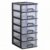 predolo Desktop Drawer Organizer Stacked Design Office Supply Drawer Organizer Rectangular Shape Workspace Storage for Home Desk, 6-Layer Black Frame With White Transparent Drawers