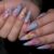 Press on Nails Long Almond Pink Blue Purple Gradient 3D Floral Shell Gold Bead Fake Nail 24pcs