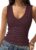 Prettywear Deep V Neck Tank Tops for Women Ribbed Sleeveless Summer Top
