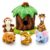 PREXTEX Garden Theme Stuffed Animal Toy Set – Plush Tree House with 5 Plush Animals, 6-Piece Playset, 28 cm Tree House & 12 cm Stuffed Animals, Soft Educational Gift for Toddlers & Kids Ages 3+
