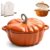 Pumpkin Dutch Oven Pot with Lid, Enameled Pumpkin Pots for Cooking，2 QT-B