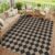 PureCozy 9×12 Checkered Easy Jute Area Rug for Living Room Large Checkerboard Washable Indoor Outdoor Carpet Farmhouse Patio Office Mat Textured Diamond Non Slip Black Carpet for Backyard Dining Room