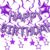 Purple Happy Birthday Balloons Banner With Purple Star Hanging Swirl Decorations, Star Foil Balloons For Happy Birthday Decorations Women, Men