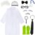 Puteraya 12 PCS Old Man Mad Scientist Costume Crazy Doctor White Lab Coat Physicist Grandpa Cos for Halloween Cosplay Party (XL)