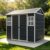 PVWIIK 8×6 ft Resin Outdoor Storage Shed with Floor & Window, Lockable Waterproof All-Weather Utility Shed for Garden Tools & Trash Bins, Black